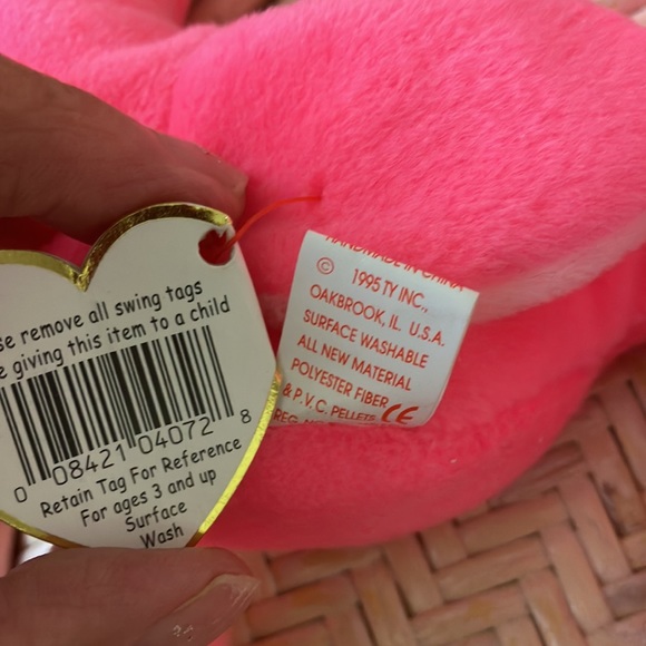 95' TY ORIGINAL BEANIE BABY PINKY THE FLAMINGO  set of 4 - 3 with pvc  pellets - Picture 5 of 16